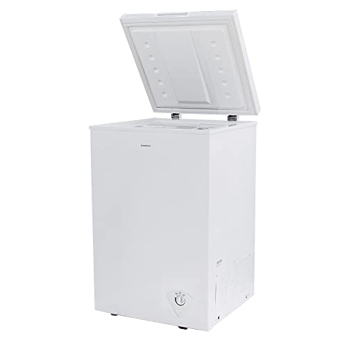 Statesman CHF100 Chest Freezer, 100 Litre, 57 cm Wide, 1x Basket, Adjustable Feet, Temperatures Down to -15ºC, Suitable for Outbuildings and Garages, White