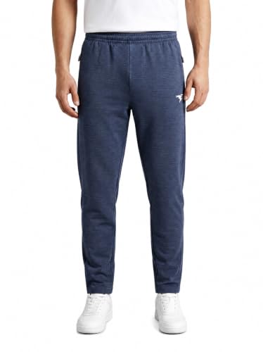 Image of TECHNOSPORT Men's Melange Slim Fit Techno Dry Trackpants Drawstring 2-Pocket Polyester Joggers for Gym Running Workout UPF50+ Anti Odour