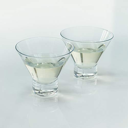 Viski Heavy Base Stemless Martini Glasses Set Of 2 - Premium Short Crystal Cocktail Glass Gift Set, 7.5 Oz. #TOP3