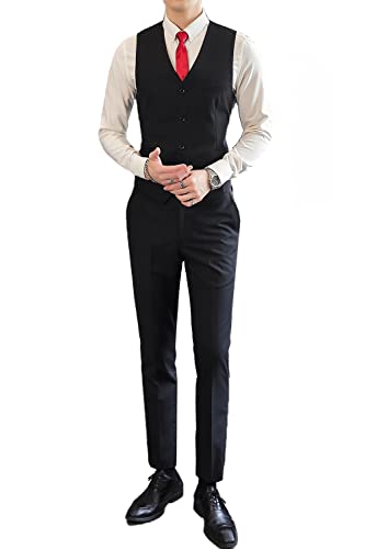 UNINUKOO Mens Suits 2 Piece Formal Suit Vest Pants with Tie Slim Fit Suits for Men Wedding Prom Tuxedo Dress Suit Set4