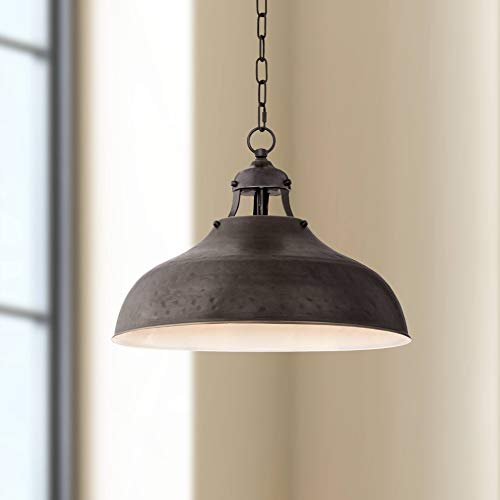 Franklin Iron Works Essex Dyed Bronze Hanging Pendant Lighting Fixture 16" Wide Farmhouse Industrial Rustic Dome Shade For Dining Room Living House Home Foyer Kitchen Island Entryway Bedroom #TOP3