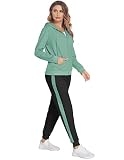 Parabler Jogginganzug Damen Jacke Hose Traingsanzug Hausanzug Set Grün XXL