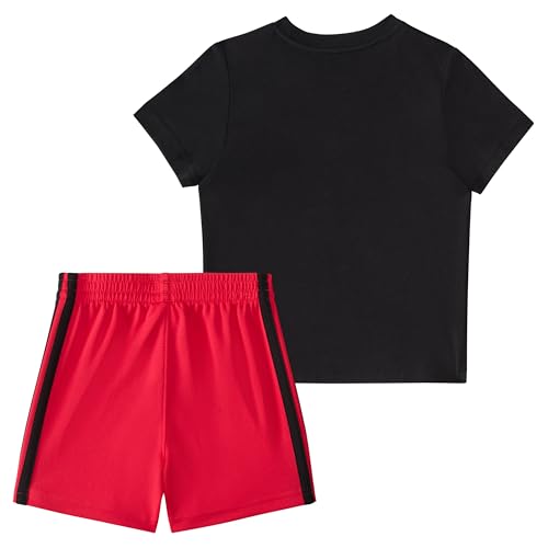 adidas baby-boys Short Sleeve Cotton Graphic Tee Shirt and 3-stripe Short Set2