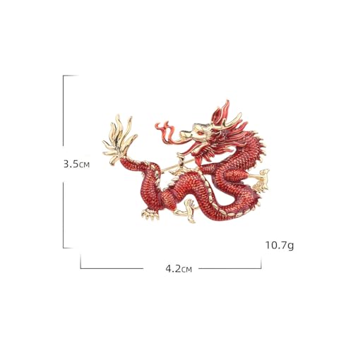 Image of Gold Dragon Brooch Pins for Women & Men - Chinese Dragon Shawl Clips & Suit Tie Pins