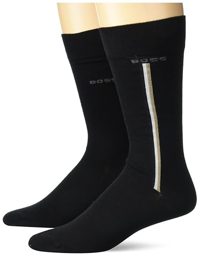 BOSS Men's 2 Pack Iconic Stripe Design Combed Cotton Socks