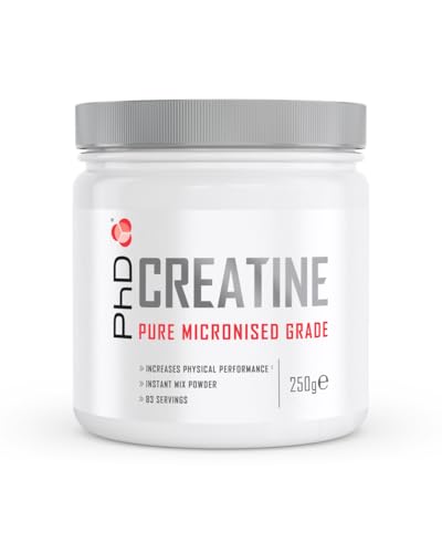 PhD Nutrition 100% Micronised Creatine Monohydrate Powder | Improved Strength and Performance During Exercise, 250g PhD Nutrition 100% Micronised Creatine Monohydrate Powder | Improved Strength and Performance During Exercise, 250g