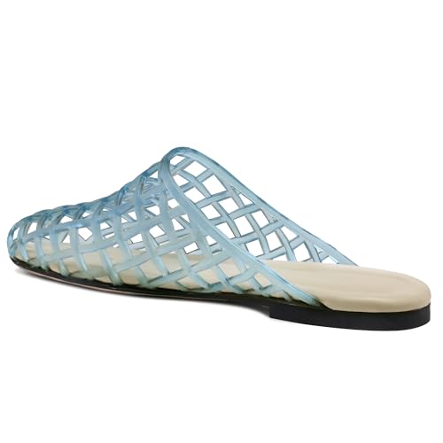 Clear Jelly Shoes for Women Slip on Jelly Mesh Slides Comfortable Closed Toe Flats Sandals Summer Beach Slippers.