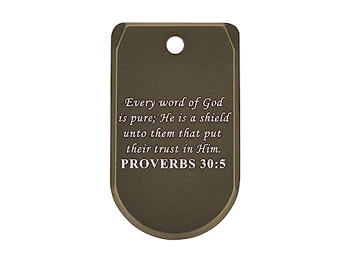 NDZ Performance Magazine Base Plate Finger Extension for Sig P365 .380 ACP, Laser Engraved Anodized Aluminum in Hard Coat FDE - Bible Proverbs 30:5