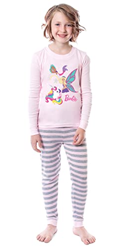 INTIMO Barbie Girls' Magical Mermaid Fairy Unicorn Sparkle 2 Piece Sleep Pajama Set