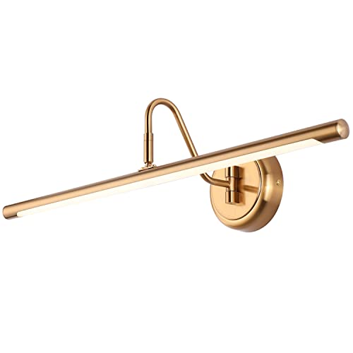 JOOSENLUX Dimmable Led Picture Lights 24.4'' Brass Golden-Like Hard-Wired Display Lighting for Paintings with Swing Arm Wall Mount Brief Metal Artwork Hallway Sconce Lamps 14W Warm White 300