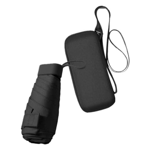 Felenny Ombrello Mini Pieghevole da Viaggio, Ombrello da Pioggia e Sole Compatto e Portatile, Antivento e Protezione UV con Custodia per Donne e Ragazze, Nero , 90cm x 52cm
