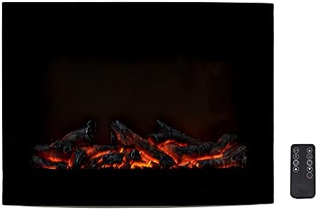 Amazon Basics 24" (61 cm) Wall-Mount Electric LED Curve 3D Heating Fireplace with Remote Control, 1300W [UK plug]