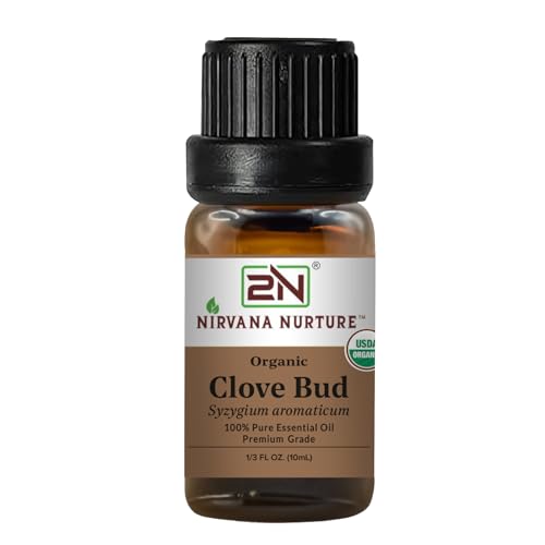 Nirvana Nurture Clove Bud Essential Oil USDA Certified Organic 100% Pure Undiluted Aromatherapy Oil for Diffuser Hair & Skin Care