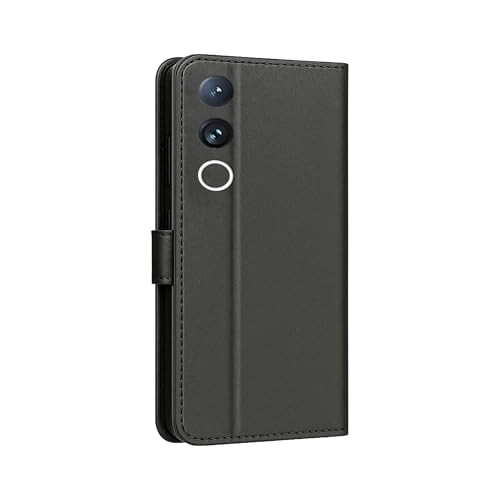 Image of AIBEX Shock Proof Flip Compatible for Vivo T4R 5G /IQOO Z10R 5G /Vivo V50 5G /Vivo V50E 5G Flip Cover Leather Finish|Inside TPU with Card Pockets|Wallet Stand|Complete Protection Flip Case - Black