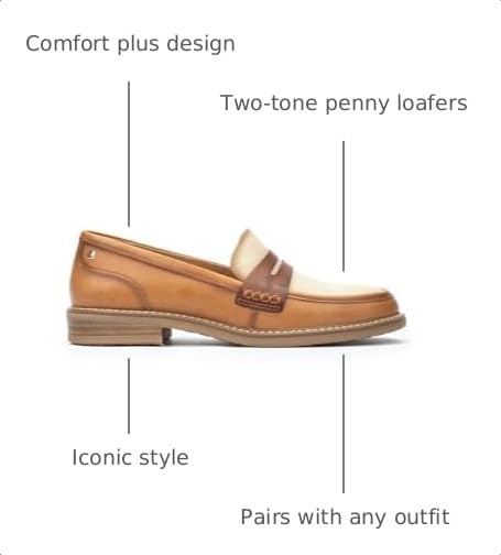 Image of PIKOLINOS Aldaya W8J-3541 Women's Loafers - Premium Calfskin Leather Slip-On - Lightweight Comfort, Removable Insole, Medium & Wide Width Ergonomic Everyday Support