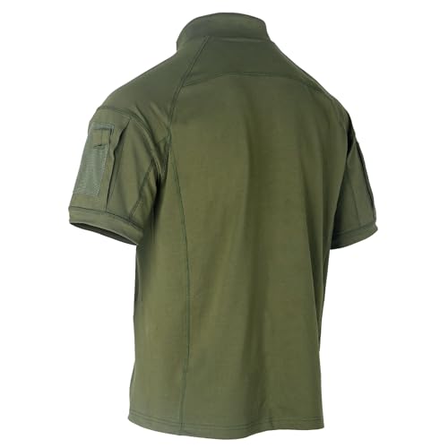 Tactical Short Sleeve Shirts for Men Military Combat T Shirt Workout Gym T-Shirt 1/4 Zip with 2 Pockets2