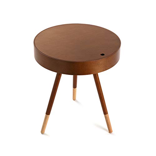 Versa 18790685 Mesa auxiliar Nogal Prato, 46x46x47cm, Madera, Marrón, Almacenar