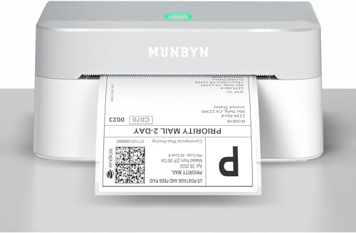 MUNBYN Bluetooth Etikettendrucker DHL Label Printer 4x6 Labeldrucker Thermodrucker für Shopify Etsy DHL Evri DPD UPS FedEx 403B Weiß