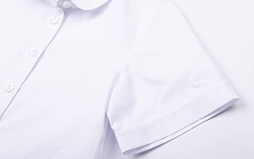 Mud Kingdom Girls Short Sleeve Shirt Peter Pan Collar School Uniform Poplin Blouse4