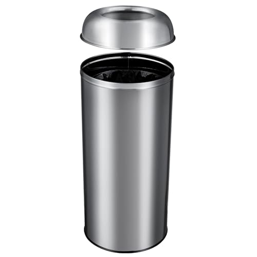 Image of 65L /17 Gallon Heavy Duty Tall Commercial /Kitchen Trash Can, Open Top Waste Bin for Office Bedroom Restaurant, Brushed Stainless Steel Finish