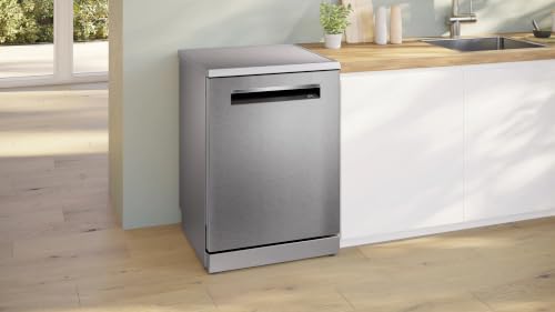 Image of Bosch Series 6 15 Place Settings Free Standing Dishwasher with Zeolith Drying, Home Connect Wi-Fi, Intensive Kadhai Program, EcoSilence Drive, Anti-Fingerprint Finish, SMP6HMI00I, Brushed Steel