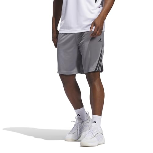 Adidas Mens 3-Stripes Basketball Shorts Grey/Black Large/7 Inseam