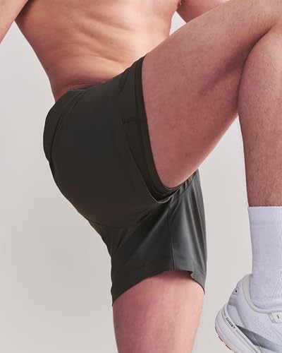 Mens Lined Workout Short, Lightweight, All-Way Stretch Gym Short with Medium Compression Liner3