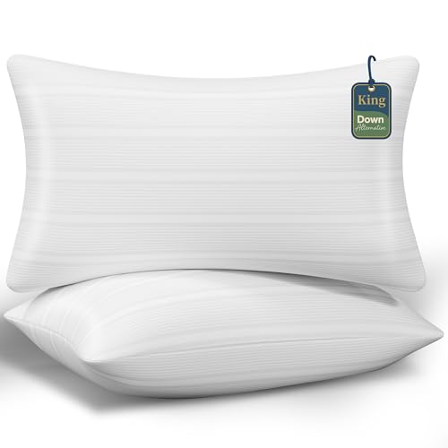 LOVELYREST King Size Pillows Set of 2 King Pillows 2 Pack with Adjustable Down Alternative Polyester Fiber Fill Hotel-Quality Comfort for Side Back & Stomach Sleepers