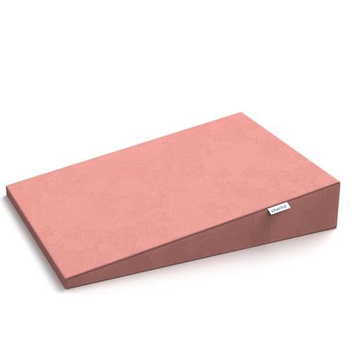 Image of Cherilo Standard Elevated Wedge Pillow for Baby Crib & Mattress, Helps to Elevate Baby for Acid Reflux, Colic, GERD, Heat Burn & Vomiting | 14 inch x 19 inch x 3.5 inch | - with Removable Velvet Cover - Peach