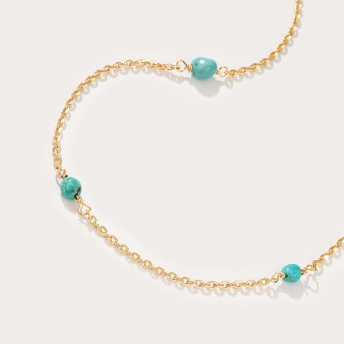 Fettero Dainty Beads Choker Neckces for Women - 14K Gold Plated Beaded Necklace Summer Beach Choker Boho Gold Necklace for Women Jewelry