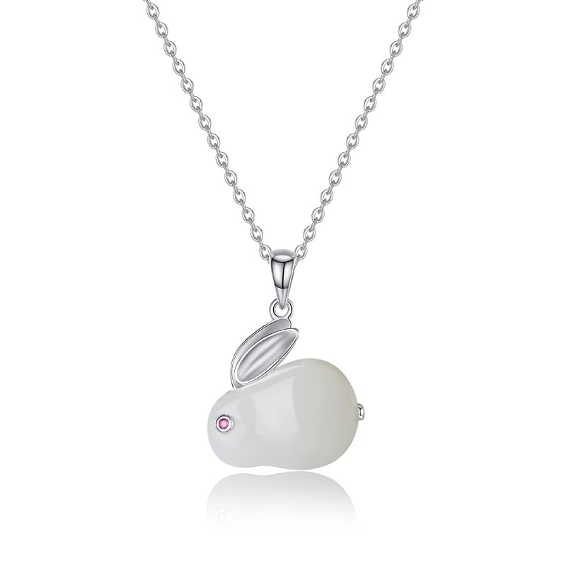 Collier lapin d'or femmes en jade naturel sculpté, bijou traditionnel