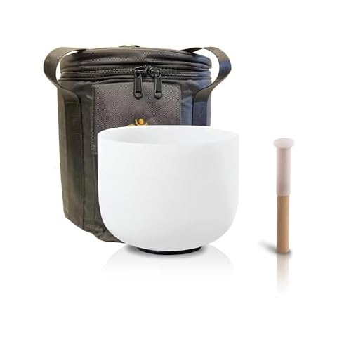 FMTY 10inch Crystal Singing Bowl WHITE A Note Third Eye Chakra with soft carrying case and Singing Mindfulness, Yoga, Spiritual and Body Healing and Energy Cleansing Cover