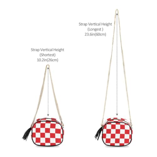 Image of ALAZA Women's Red White Checkerboard PU Leather Crossbody Bag Shoulder Purse with Tassel