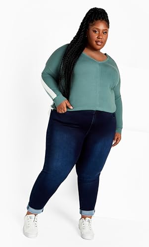 Image of Avenue Women's Plus Size Sweater So Sweet in Seafoam /Ivory, Size 1416