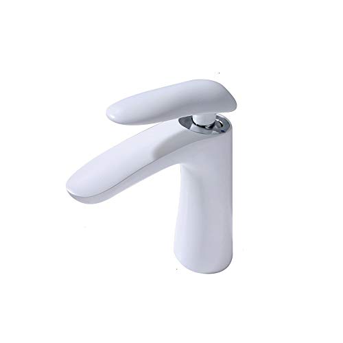 Robinet d'eau lavabo monotrou blanc anti-calcaire pour vasque haute