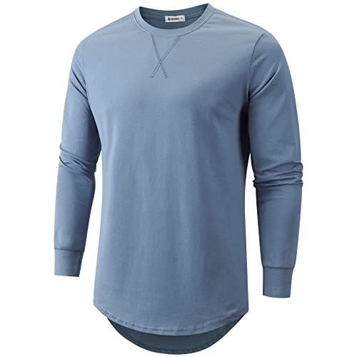 Image of KLIEGOU Men's 100% Cotton Longline T-Shirt, Pre-Shrunk Soft