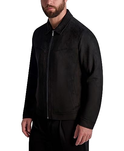 KARL LAGERFELD Men's Faux Suede Full Zip Jacket2