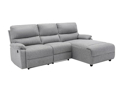 Vente-unique - Canapé d'angle Droit Relax électrique en Tissu Gris