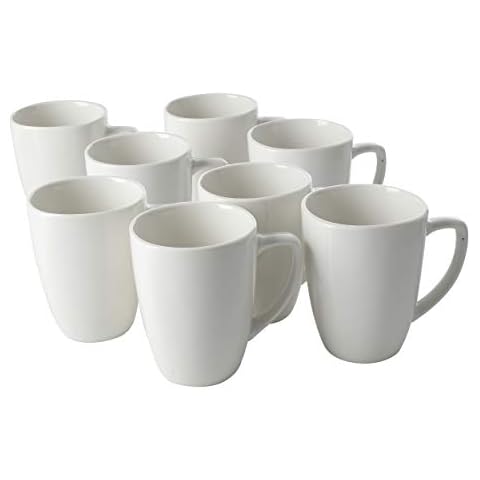 Gibson Home Zen Buffet Dinnerware Set, 8-Piece Porcelain Mug Set (12oz), White Cover
