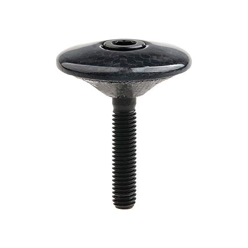 Wanyifa 1 1/8" 3K Carbon Fiber Cycling Headset Stem Top Cap with M6x35mm Titanium Bolt (Glossy with Black)