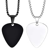 jojofuny 2個ギターピック型ネックレス ペンダント ポータブルギターピック ステンレススチール製 軽量 設計 男女用ファッションアクセサリー