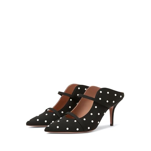 anteikira Women's Fashion Pointed Toe Stiletto Heel Faux Pearl Pumps Slip On Double Strap Backless High Heels for Women3