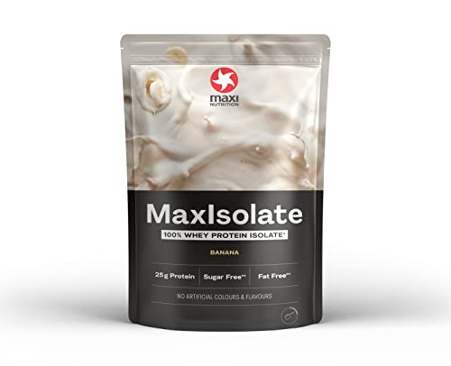 MaxiNutrition 100% Whey Protein Isolate Banana, 1 kg - Premium-Molkenproteinisolat-Proteinpulver mit 82% Eiweiß, 33 Shakes à 25 g Eiweiß, mit echtem Bananenpulver, ohne künstliche Aromen, viele BCAAs Cover
