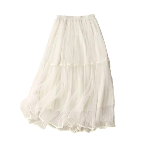 Women's Solid Color Pleated Skirt Female Midi Long Casual All-Match A-Line Skirts