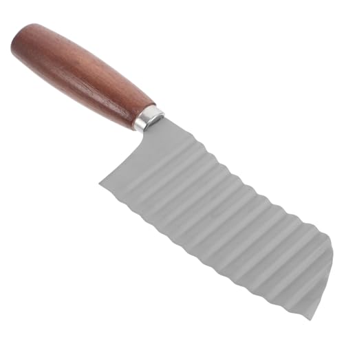 Cortador ondulado para papas de acero inoxidable con mango de madera miniatura 1