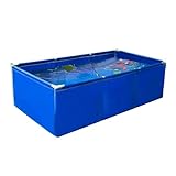 Tanque de acuario plegable y duradero para peces de agua salada, lona impermeable con válvula de drenaje, tamaño grande, 1 x 1,7 x 0,7 m, para uso en exteriores (marco no incluido)