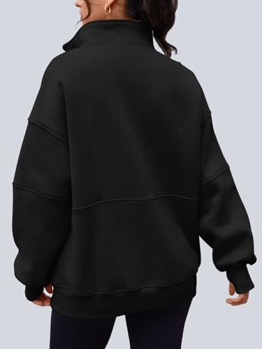 Image of AUTOMET Women's Quarter Zip Oversized Sweatshirt Fleece Mock Neck Pullover