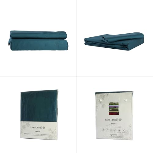 Image of LANE LINEN 400TC Super King Size Bedsheet with 2 Pillow Cases | 100% Cotton 3 Pc Bedding Set (2.74 M x 2.74 M) | Breathable & Wrinkle-Free | Sustainable & Eco Friendly Bedding Set (Denim)