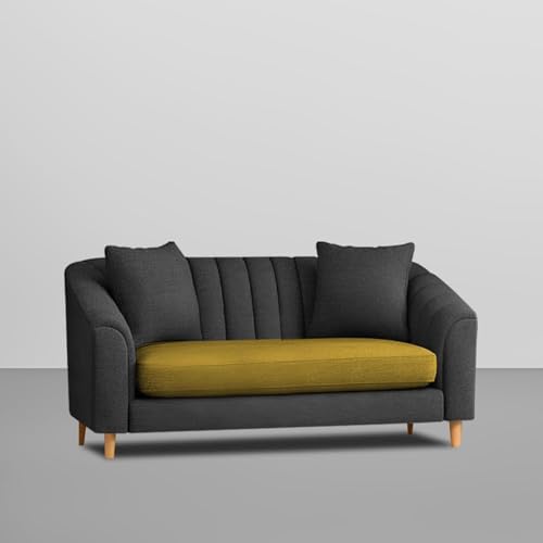 Image of Casaliving Doraldo 2 Seater Sofa Set for Living Room (Yellow Black Colour) Premium Fabric Sofa Set