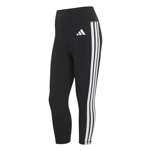 adidas Women's Optime Essentials Workout 3-Stripes 3/4 Leggings, black/white, L